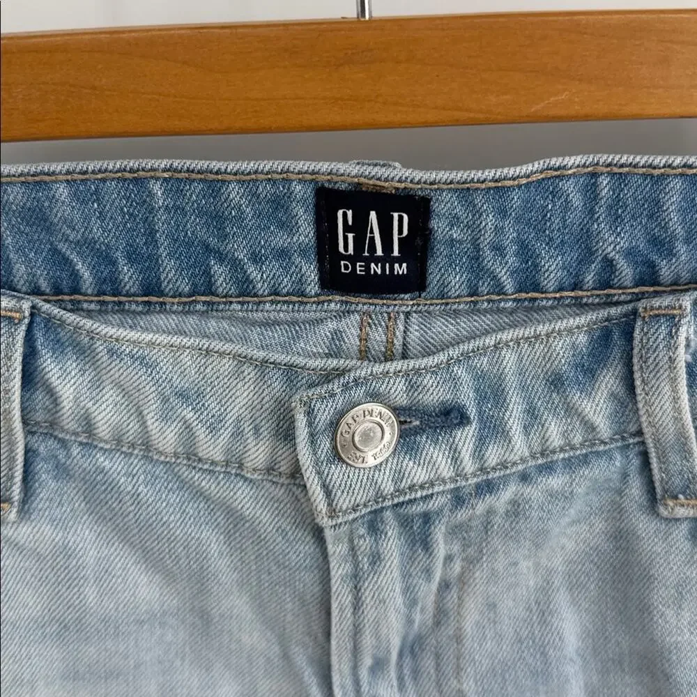 GAP denim distressed light wash long inseam hi rise cutoff denim jean shorts 28